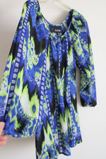 Evan-Picone Blue Green Chiffon Top | 6 Petite