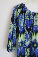 Evan-Picone Blue Green Chiffon Top | 6 Petite