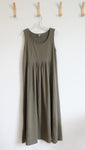 J.Jill Muted Olive Green Pleated Knit Maxi Dress | L Petite