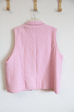 Denim & Co. Pink Sleeveless Quilted Lightweist Vest with Zipper Pockets | 2XL