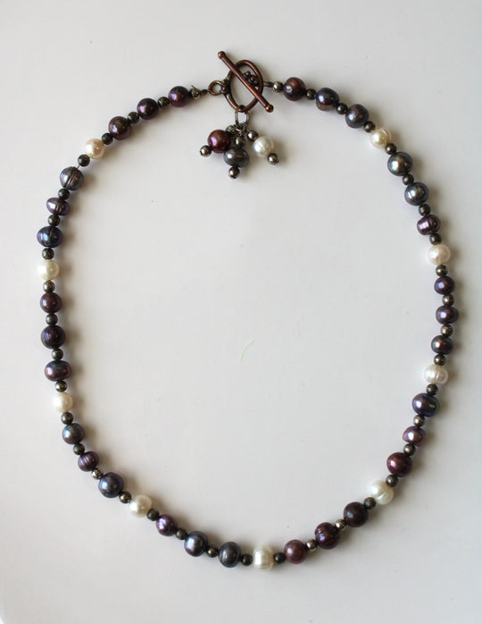 Genuine Black & Purple Pearl Necklace