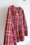 NEW Emery Rose Red & Tan Plaid 1/4 Button Down Top | XL