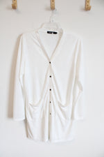 NEW Merokeety White Cardigan Sweater with Pockets | L