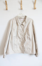 Kim Gravel Belle Sand Bar Denim Femme Flutter Ruffle Jacket | 3XL