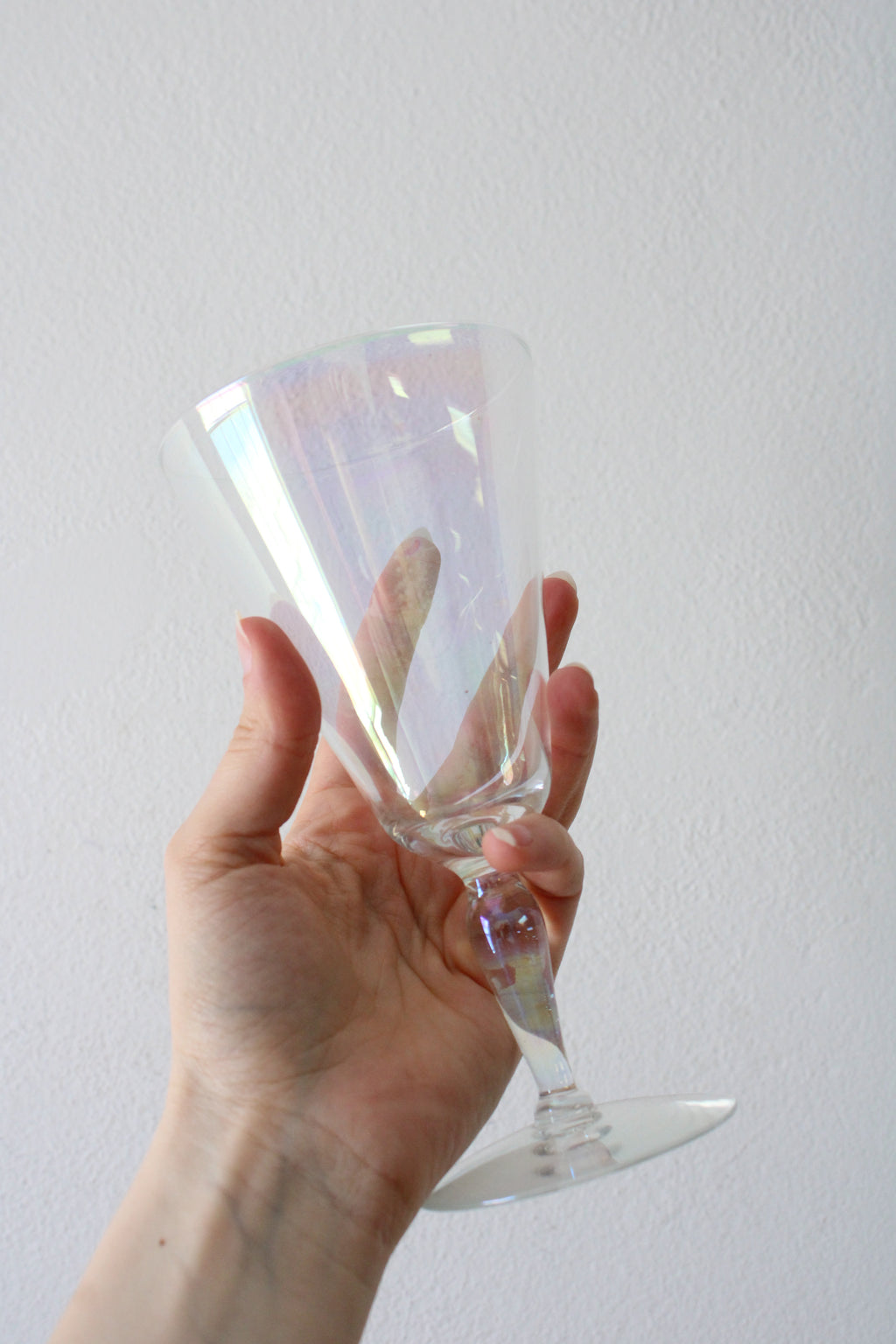 Javit Crystal Hand Painted Iridescent Cocktail Wine Glass