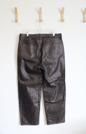 NEW Old Navy High Rise O.G. Loose Brown Metallic Jeans | 14