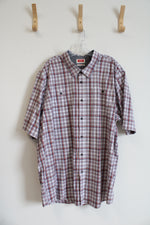 Wrangler Flex For Comfort Red Blue & White Plaid Button Down Shirt | 3X Tall