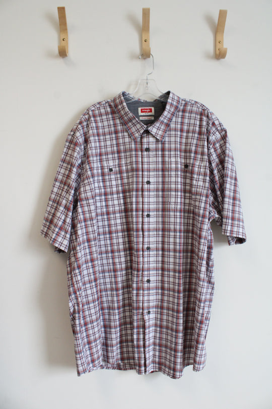 Wrangler Flex For Comfort Red Blue & White Plaid Button Down Shirt | 3X Tall