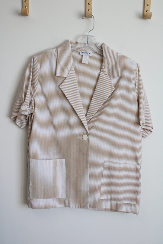 Prelude Vintage Tan White Striped Short Sleeved Jacket | 12