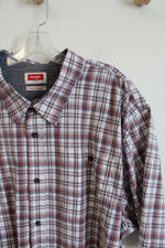 Wrangler Flex For Comfort Red Blue & White Plaid Button Down Shirt | 3X Tall