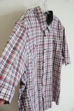 Wrangler Flex For Comfort Red Blue & White Plaid Button Down Shirt | 3X Tall
