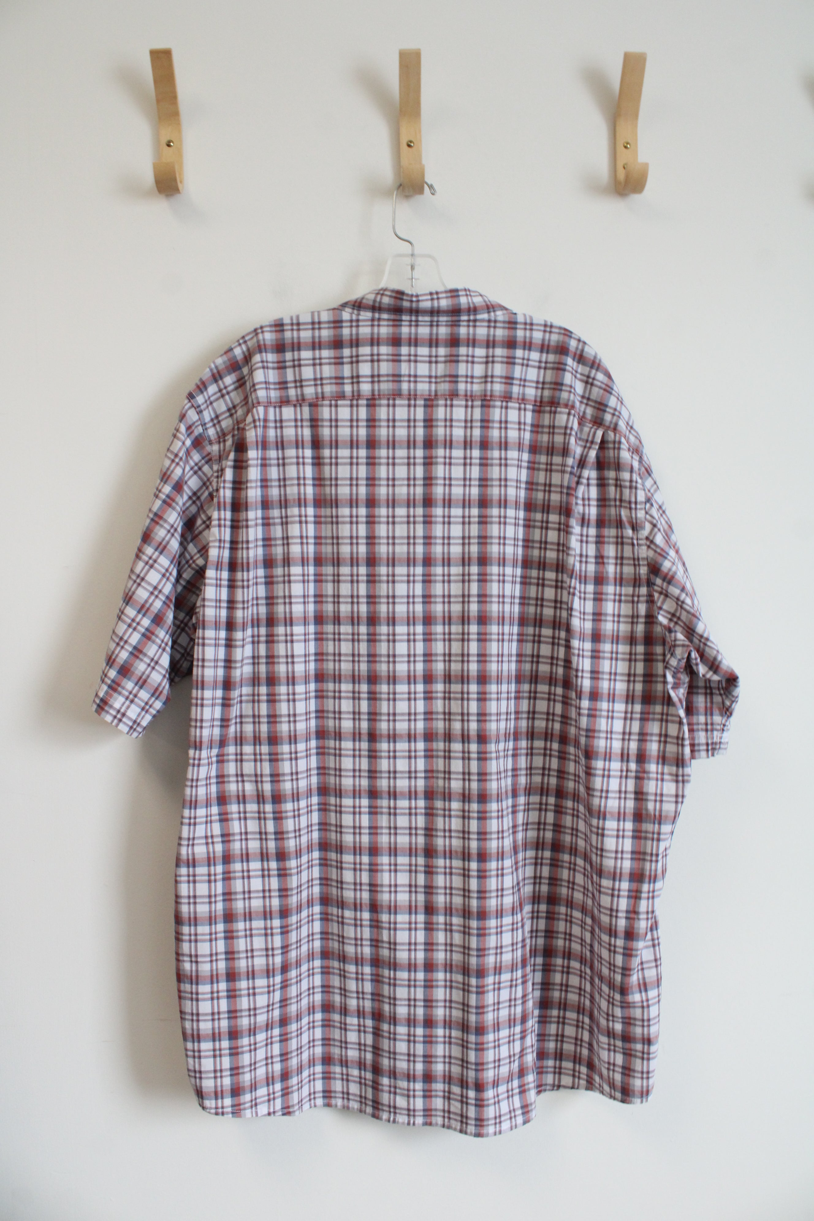 Wrangler Flex For Comfort Red Blue & White Plaid Button Down Shirt | 3X Tall