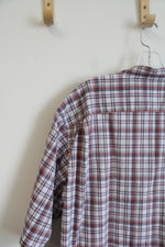 Wrangler Flex For Comfort Red Blue & White Plaid Button Down Shirt | 3X Tall