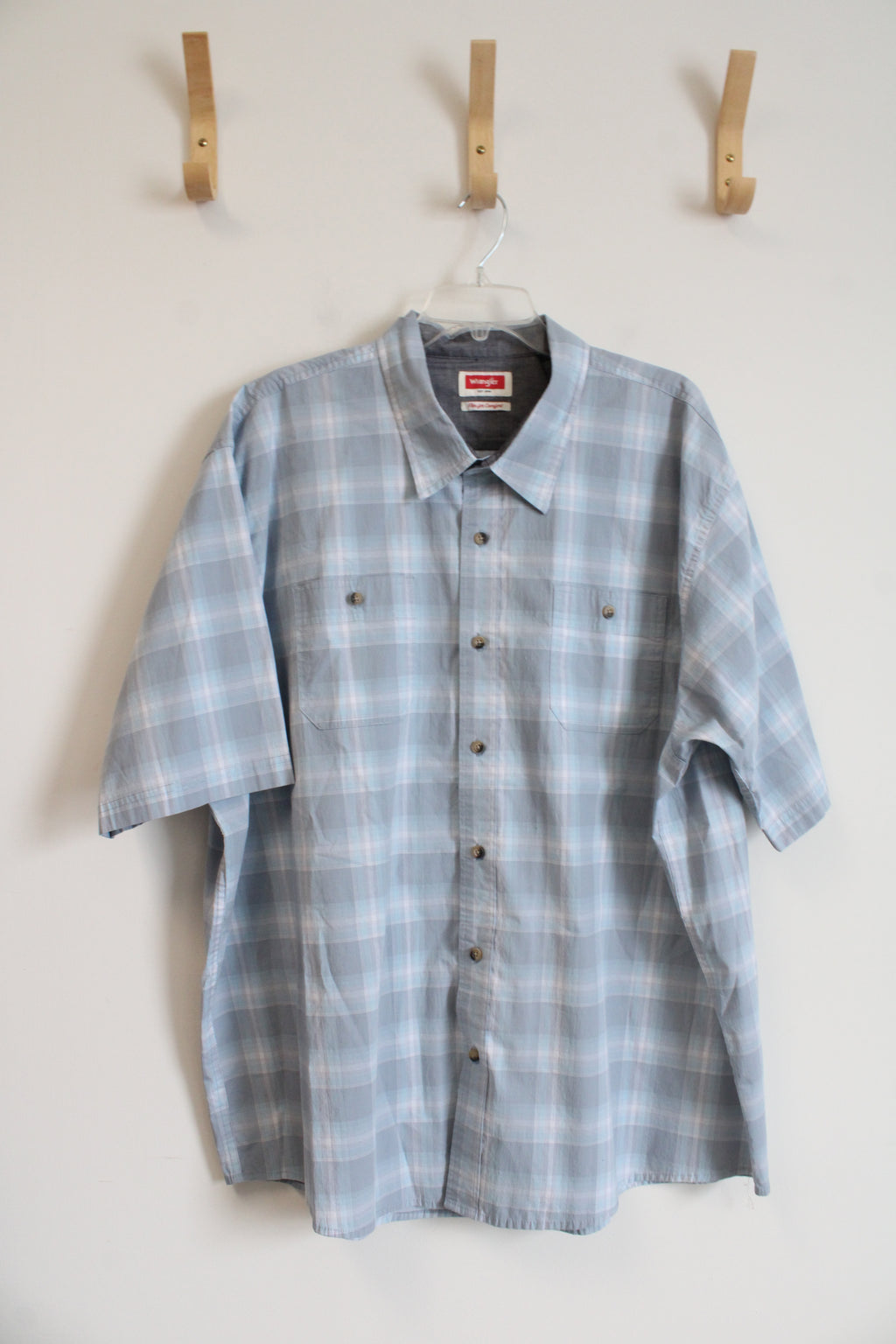 Wrangler Flex For Comfort Blue & White Plaid Button Down Shirt | 3XL