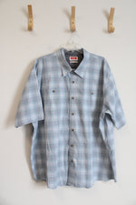 Wrangler Flex For Comfort Blue & White Plaid Button Down Shirt | 3XL