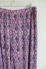 Susan Graver Purple & Pink Pleated Flowy Capri Pants | M Petite