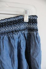 NEW Francesca's Blue Denim Off The Shoulder Top with Smocked Detailing | L
