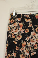 H&M Black and Pink Floral Stretch Pants | 6