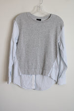 Who What Wear Gray Blue Sweatshirt Cotton Shirt | XS