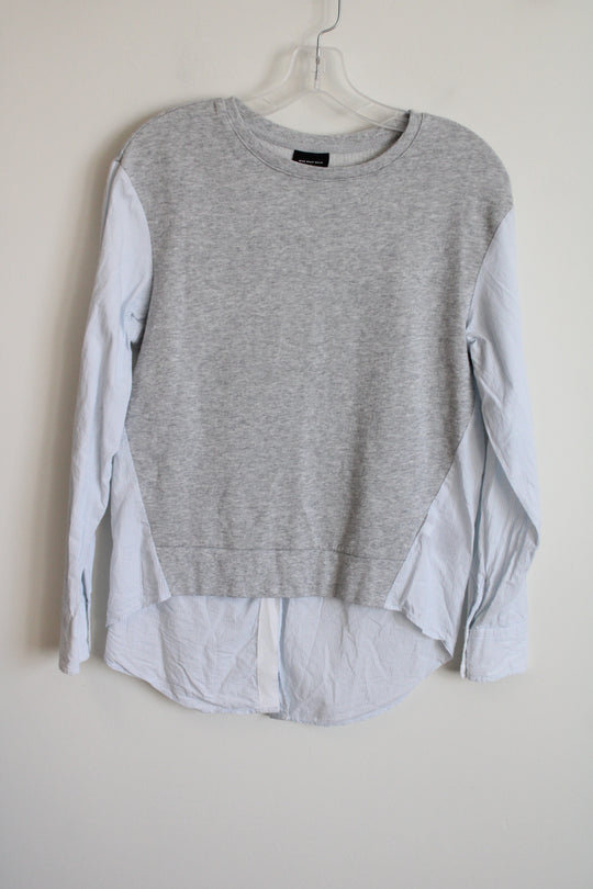 Who What Wear Gray Blue Sweatshirt Cotton Shirt | XS