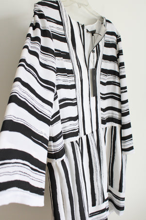 BCBG Maxazria Black White Striped Chiffon Loose Fit Dress | L Jubilee Thrift BCBG Maxazria Black White Striped Chiffon Loose Fit Dress | L Jubilee Thrift