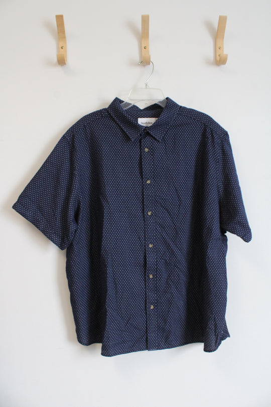 Goodfellow & Co. Standard Fit Navy & White Dotted Button Down Shirt | XXL