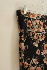 H&M Black and Pink Floral Stretch Pants | 6