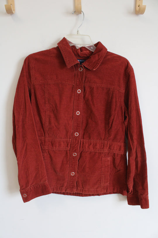 Architect Rust Red Corduroy Button Down Long Sleeve Jacket | M