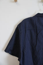 Goodfellow & Co. Standard Fit Navy & White Dotted Button Down Shirt | XXL