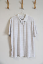 Goodfellow & Co. Standard Fit White & Tan Striped Polo Shirt | XL