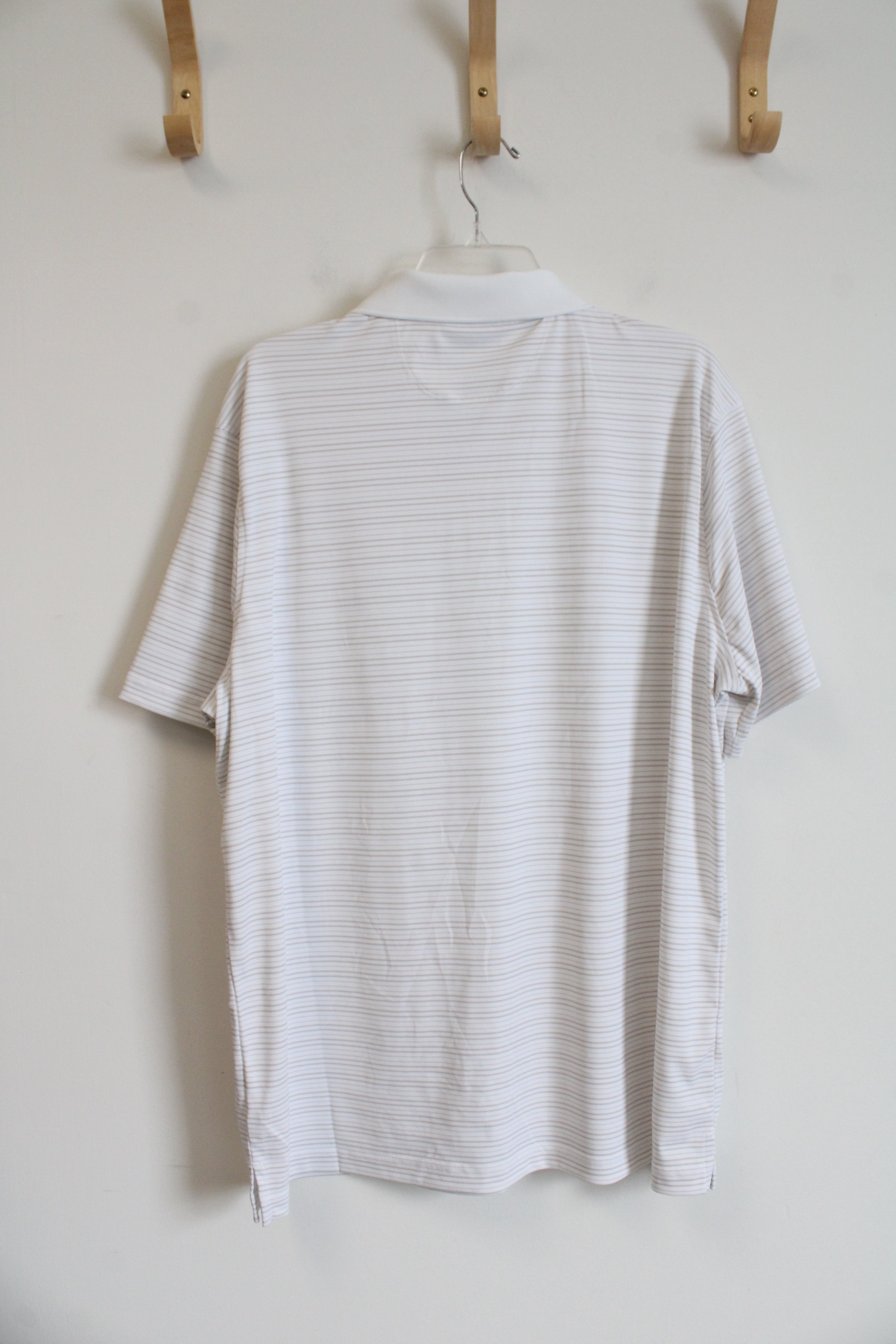 Goodfellow & Co. Standard Fit White & Tan Striped Polo Shirt | XL