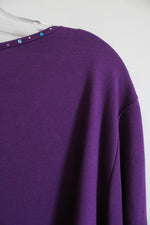 NEW Jeanne Bice Quaker Factor Purple Blouse with Jeweled Neckline and Angel Design | 3XL