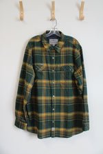 Legendary Outdoors Green & Gold Plaid Button Down Shirt | XL