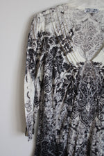 Alfred Dunner Gray Tree Motif Fleece Shirt | S Petite