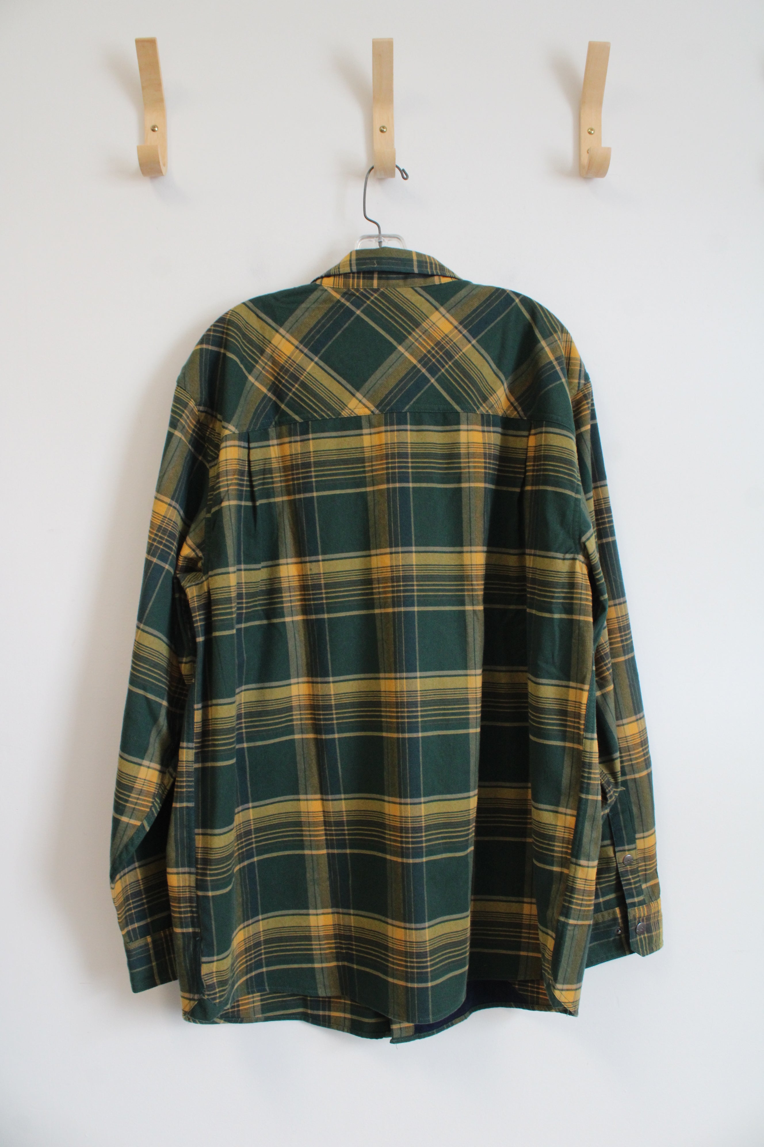 Legendary Outdoors Green & Gold Plaid Button Down Shirt | XL