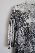 Alfred Dunner Gray Tree Motif Fleece Shirt | S Petite