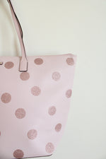 Kate Spade Haven Lane Pink Flitter Polka Dot Tote Bag