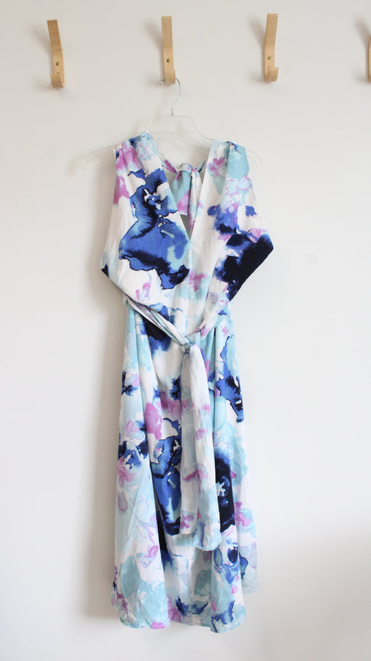 NEW Banana Republic Purple Blue & White Patterned Halter Neck Dress | M