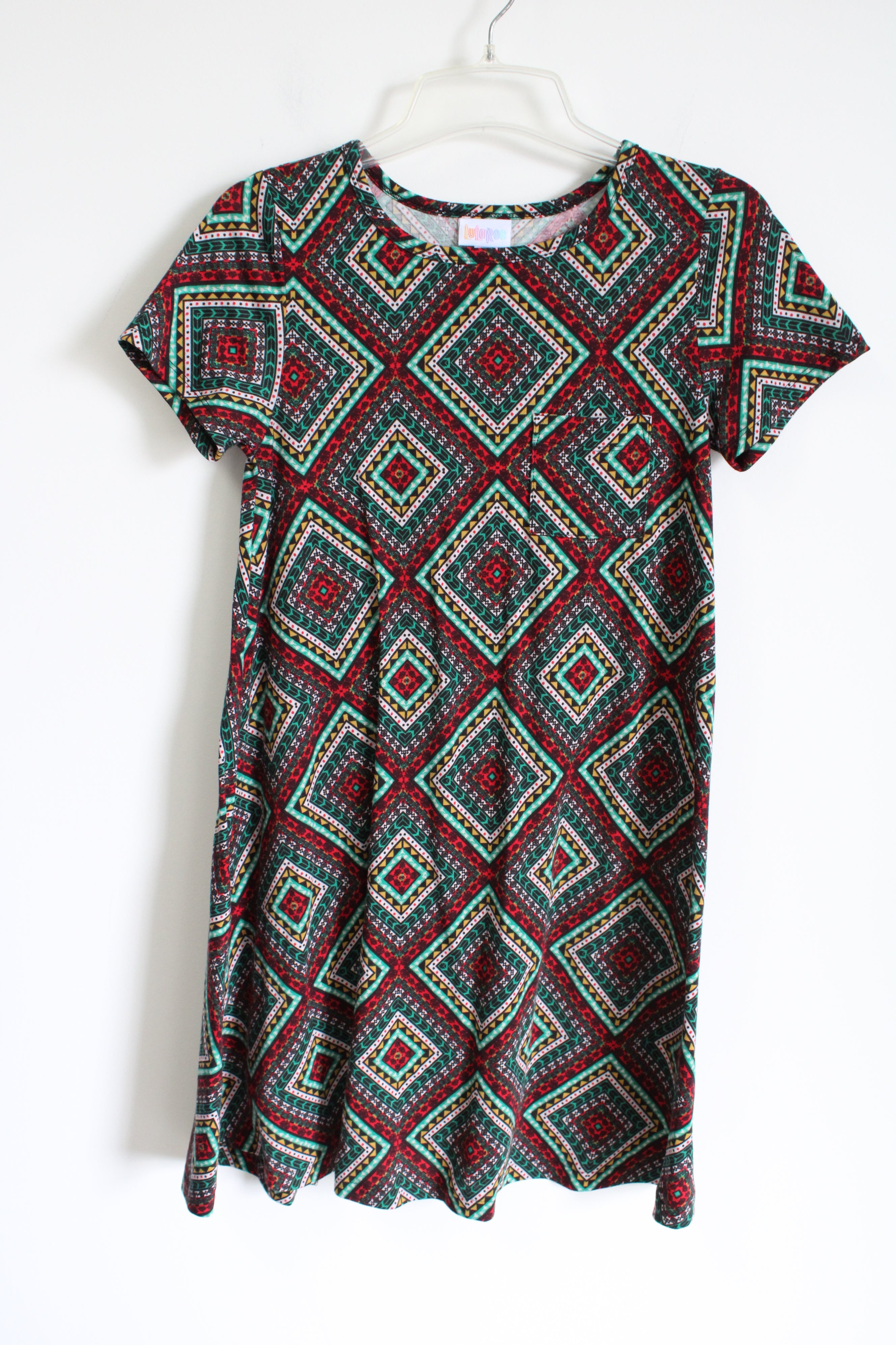 LuLaRoe Green Red Patterned Dress | XXS