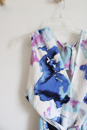 NEW Banana Republic Purple Blue & White Patterned Halter Neck Dress | Jubilee Thrift NEW Banana Republic Purple Blue & White Patterned Halter Neck Dress | Jubilee Thrift