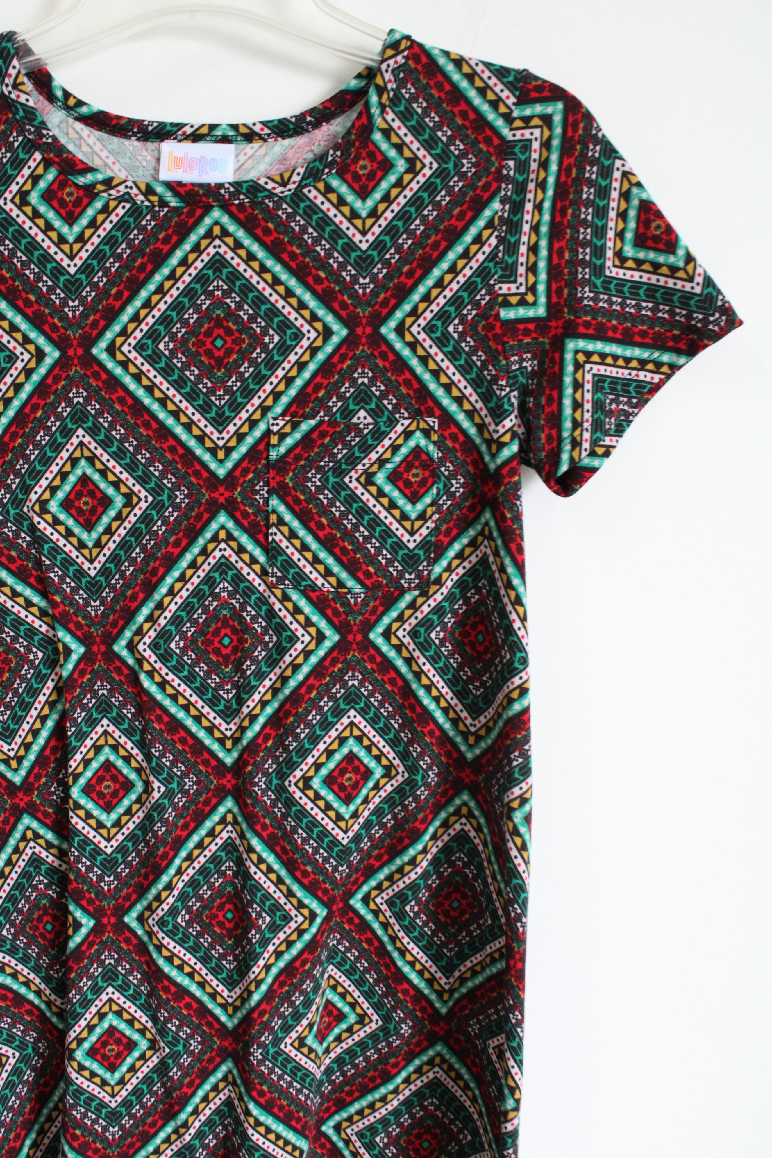 LuLaRoe Green Red Patterned Dress | XXS