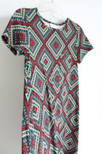 LuLaRoe Green Red Patterned Dress | XXS