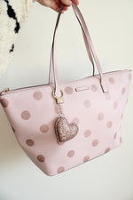 Kate Spade Haven Lane Pink Flitter Polka Dot Tote Bag