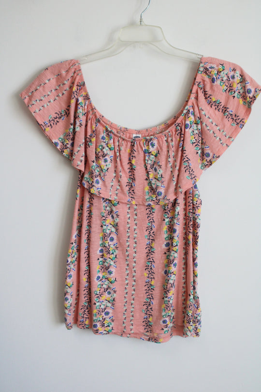 Old Navy Pink Floral Cotton Top | M