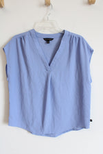 Banana Republic Blue Short-Sleeve V-Neck Blouse | M