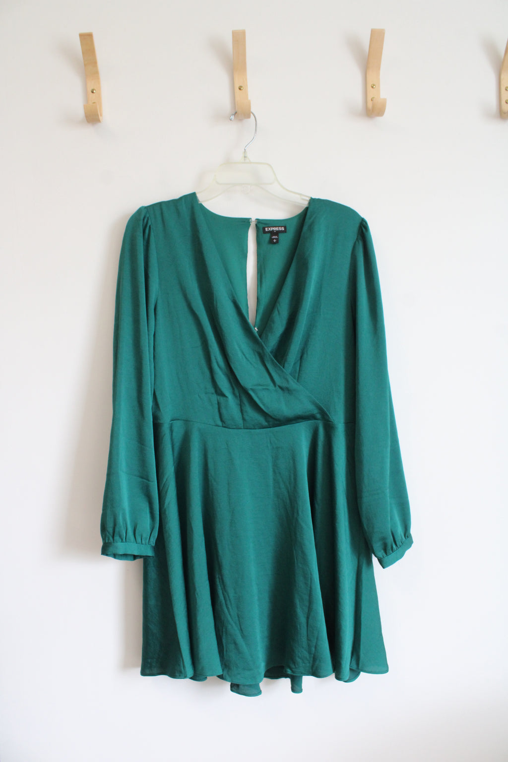 Express Emerald Green Long Sleeved A-Line Dress | L
