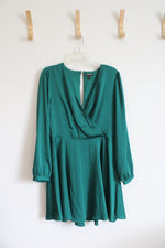 Express Emerald Green Long Sleeved A-Line Dress | L