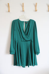 Express Emerald Green Long Sleeved A-Line Dress | L