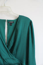 Express Emerald Green Long Sleeved A-Line Dress | L