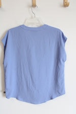 Banana Republic Blue Short-Sleeve V-Neck Blouse | M
